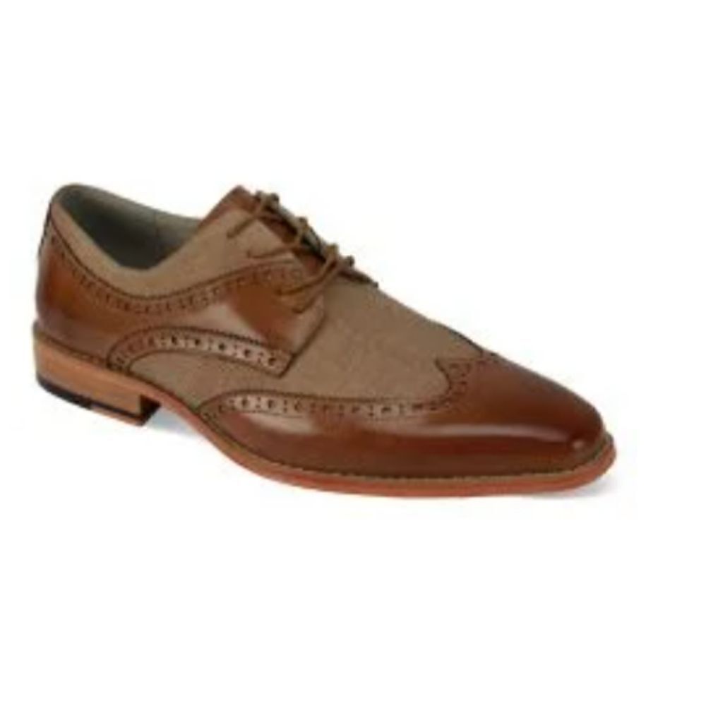 GIOVANNI MEN'S LACE UP LEATHER  DRESS SHOE-FABRIC ACCENT.